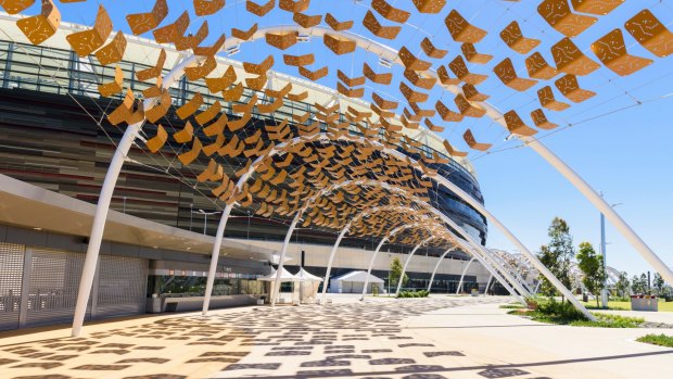 The new, state-of-the-art Optus Stadium in Perth is among the city's many interesting buildings.