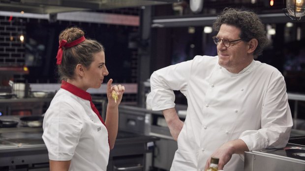 Jess Fox in the lion's den of Hell's Kitchen, with Marco Pierre White.