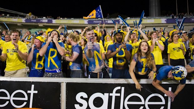 Brumbies fans at Canberra Stadium.