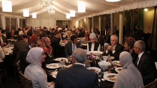 Mr Turnbull and guests at Kirribilli House.