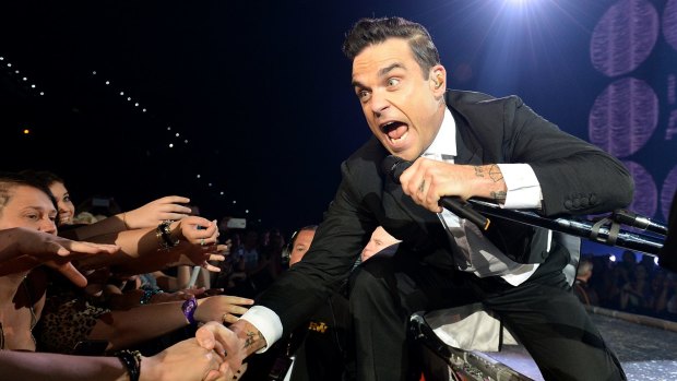 Great entertainer: Robbie Williams in action during his Australian tour.
