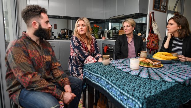 Labor's deputy federal leader Tanya Plibersek joined Clare Burns on the campaign trail in September, meeting Northcote renters Franco Mentiplay and Kathleen McMenamin.