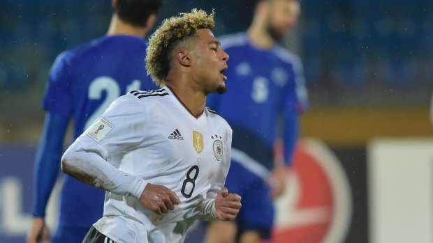 Germany's Serge Gnabry scored a stunning debut hat-trick against San Marino.