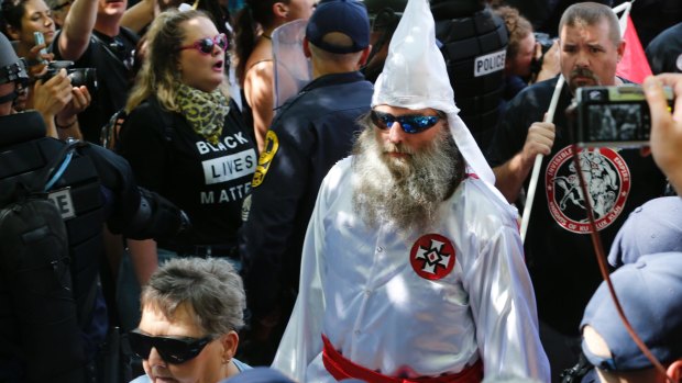 Members of the KKK at the Charlottesville white supremacist rally.