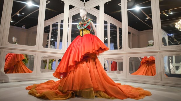 The exhibition showcases Dior's designs through seven decades.