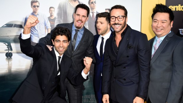 Actors Adrian Grenier, Kevin Dillon, Jerry Ferrara, Jeremy Piven and Rex Lee attend the premiere of Warner Bros. Pictures' "Entourage" at Regency Village Theatre on June 1, 2015 in Westwood, California.  