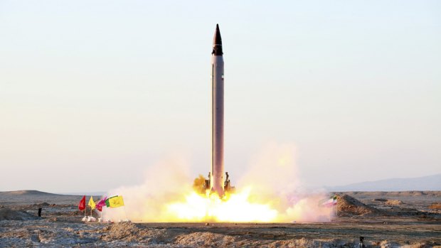 This image from October 2015 claimed to show Iran's launch of an Emad ballistic missile.