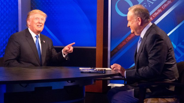 Donald Trump with Bill O'Reilly on Fox's news talk show The O'Reilly Factor.