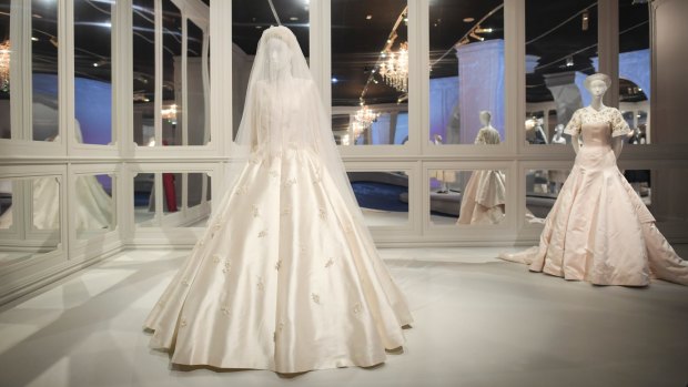 Miranda Kerr's wedding gown is one of more than 140 garments on display.