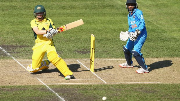 Clean sweep: Alex Blackwell of Australia during the match at Blundstone Arena.