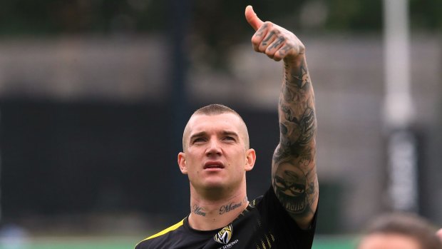 Dustin Martin was happy to be back on the track on Monday. 