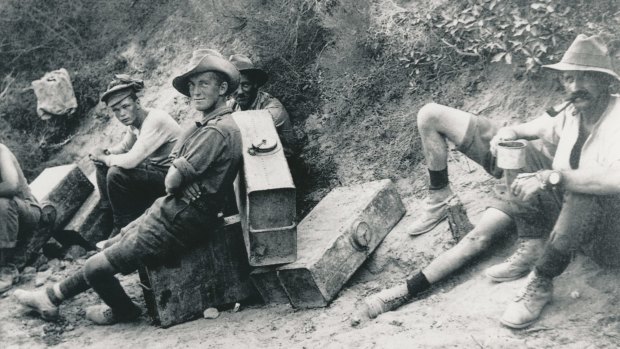 Soldiers rest during the campaign at Gallipoli.