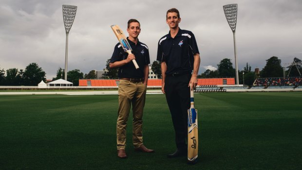 Brothers Mark and Dean Solway at Manuka Oval.