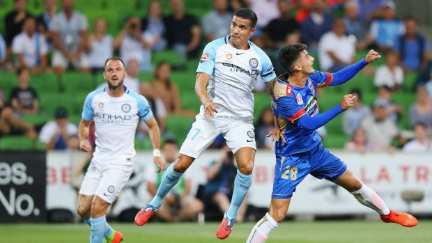 Melbourne City's first goal on Satuday was straight out of the Tim Cahill how-to-score-manual.