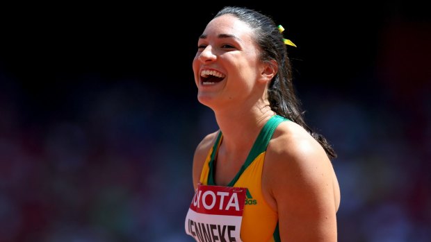 Michelle Jenneke after the heats of the 100 metres hurdles.