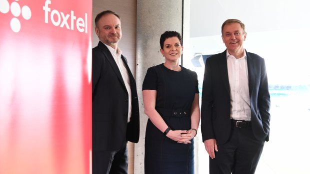 Foxtel's current management - Mark Buckman, Deanne Weir and chief executive Peter Tonagh.