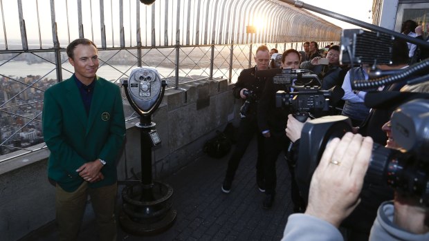 Masters winner Jordan Spieth visits the observation deck of the Empire State Building in New York City on Monday.