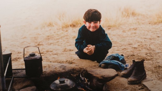 Paul Fennessy as a young boy out camping, after moving to Australia from Ireland when he was young.