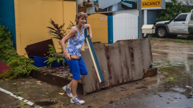 Cleaning up the debris at the Sky View Units on the foreshore of Bowen.