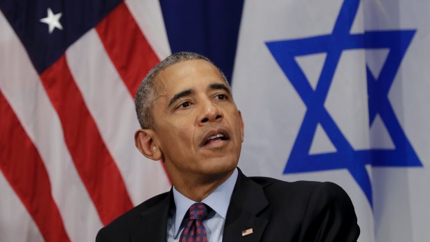 President Barack Obama speaks to media during a meeting with Israeli Prime Minister Benjamin Netanyahu in New York in September.