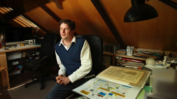 Children's author and illustrator Tohby Riddle in his office.