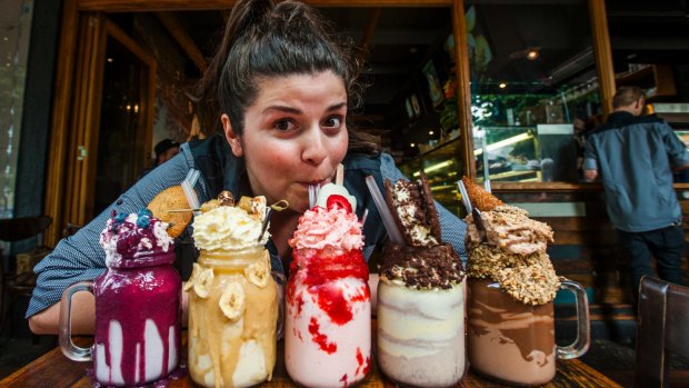 Patissez co-owner Anna Petridis with some freakshakes.