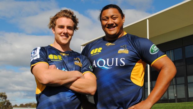 The Brumbies hope Jordan Jackson-Hope, left, and Faalelei Sione will continue to impress after signing deals for 2017.
