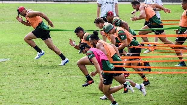 Ahead of the pack: Greg Inglis completes his first week of training as part of his recovery from an ACL tear.