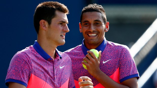 Double trouble: Bernard Tomic (left) and Nick Kyrgios are ready to be a grand slam force in 2016.