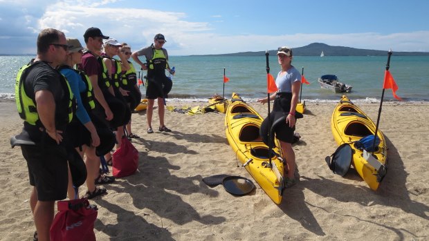 Briefing on beach on St Heliers beach.