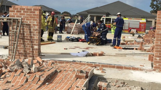 A 19-year-old male suffered critical injuries when a wall fell on him in Kellyville.