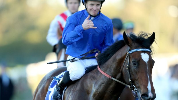 James McDonald rides Astern to win the MTA Run ToThe Rose at Rosehill this month.