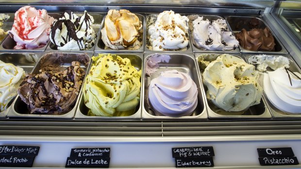 Gelato tubs at Cow and the Moon in Enmore.