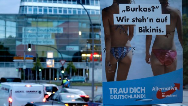 "Burkas? We prefer bikinis." The Alternative for Germany has portrayed Islam as incompatible with German life.
