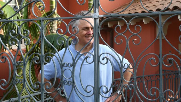 Happy neighbours: Malcolm Turnbull at his Point Piper home.