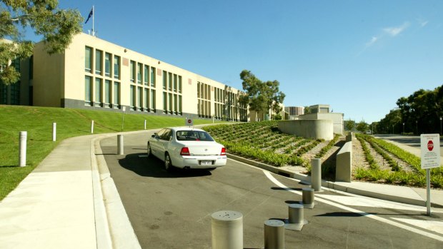 Bollards in place at Parliament House. 