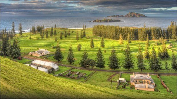 Beautiful and dramatic dawn light sweeps over the Kingston Gold course on Norfolk island.