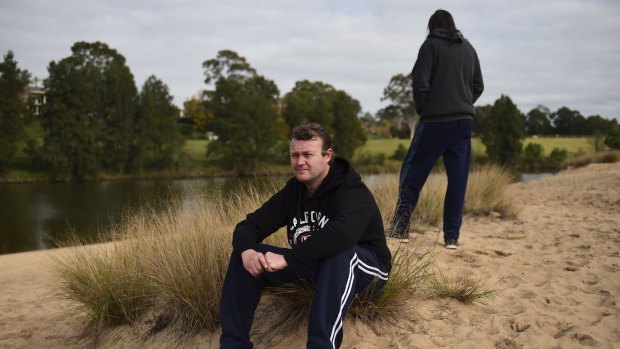 Danny and an unidentified friend who live homeless close to the Hawkesbury River in Windsor.
