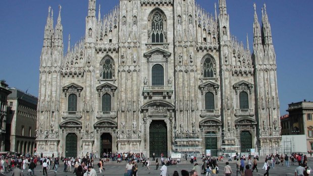 The facade of Milan's magnificent cathedral. 