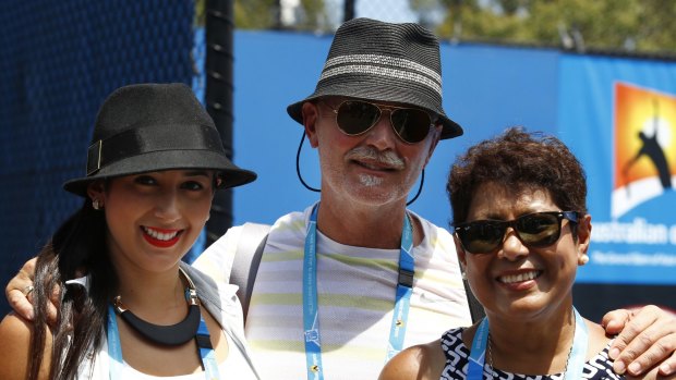 Nick Kyrgios's sister Halimah and parents George and Norlaila.