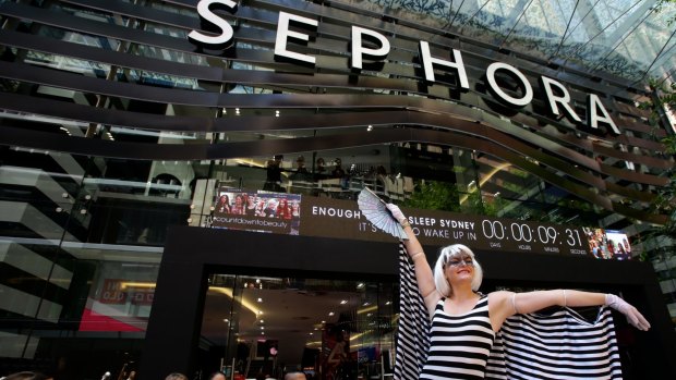 No expense spared: Crowds who had lined up for more than 6 hours were treated to catering and entertainment ahead of Sephora's grand opening.