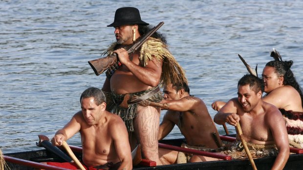 New Zealand Maori warriors celebrate Waitangi Day, which marks the signing of the treaty between indigenous Maori and European settlers on February 6,  1840. 