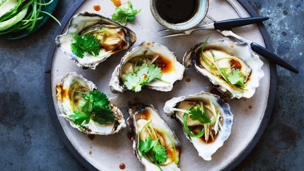 Kylie Kwong's steamed oysters. 