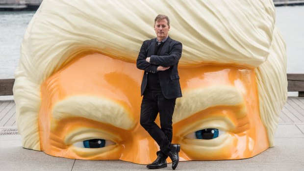 Here's Donny! Artist Callum Morton with his monumental Trump head.