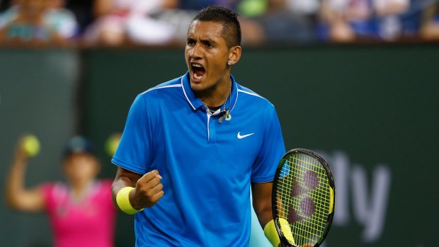 Nick Kyrgios at the last tournament he played, in Indian Wells.