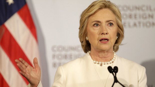 Hillary Clinton speaks at the Council on Foreign Relations in New York on Thursday.