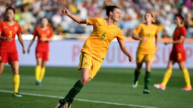 Chloe Logarzo gets on the scoresheet for the Matildas with her maiden international goal.