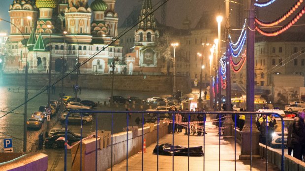 Tragic shooting: The body of Russian opposition leader Boris Nemtsov.