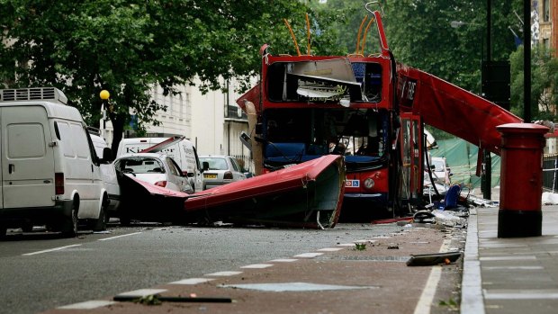 The bomb destroyed this number 30 double-decker bus in Tavistock Square in central London on July 8, 2005.