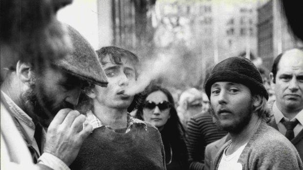 Marijuana legalisation rally in Martin Place, Sydney on July 04, 1978.